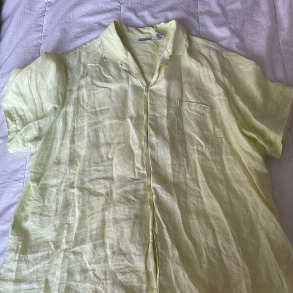 100% Linen Limoncello L.L. Bean Summer Blouse Size XL - Picture 2 of 7